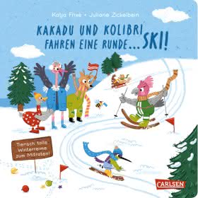 Kakadu und Kolibri fahren eine Runde Ski ab 2 Jahren